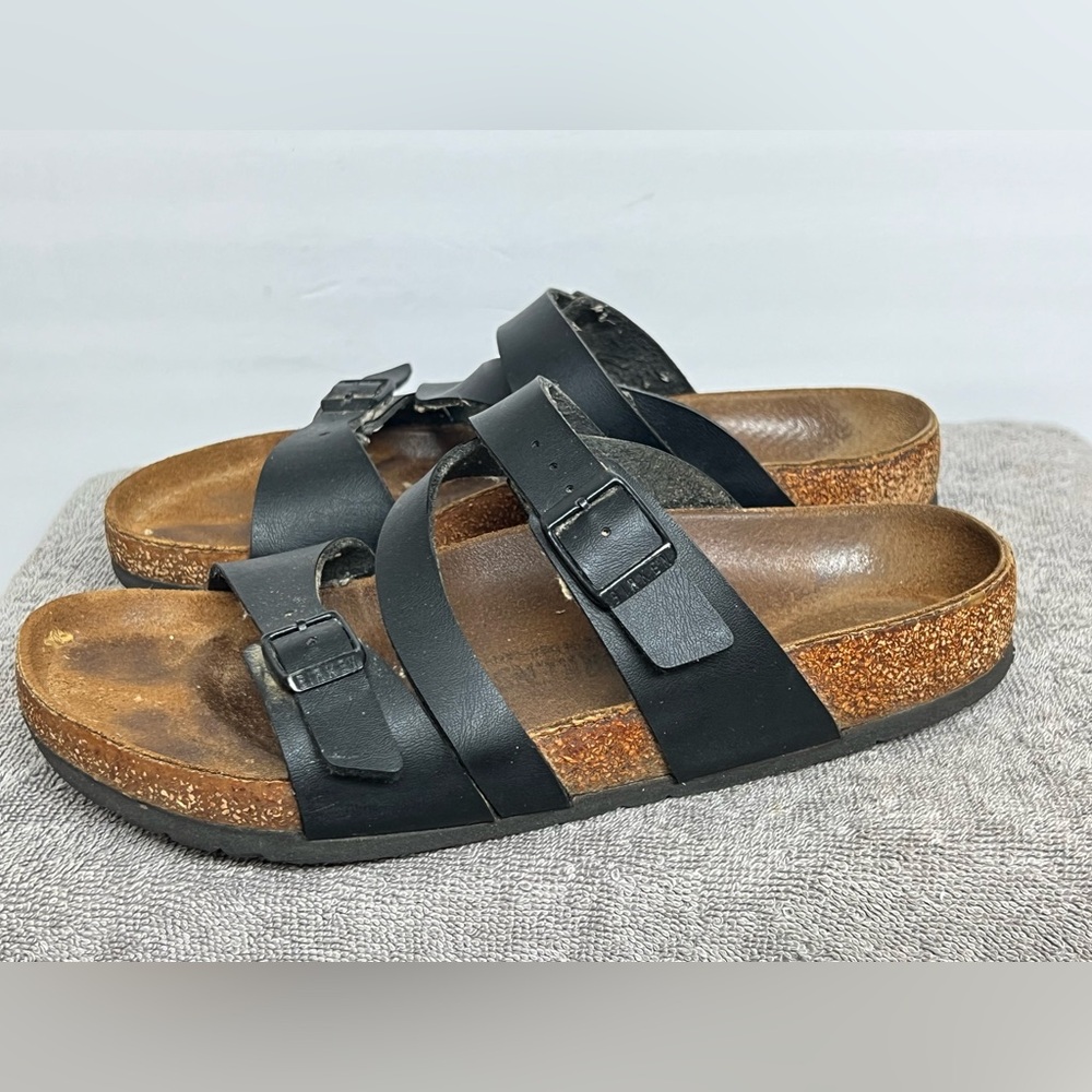 Birkenstock Franca EU 39 US 8/8.5 Oiled Leather Black Suede Footbed